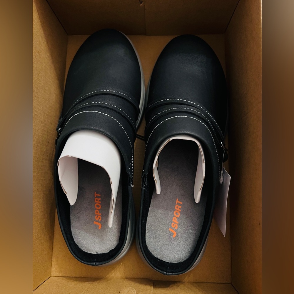 NIB J Sport Black Slip-On Clog size 8